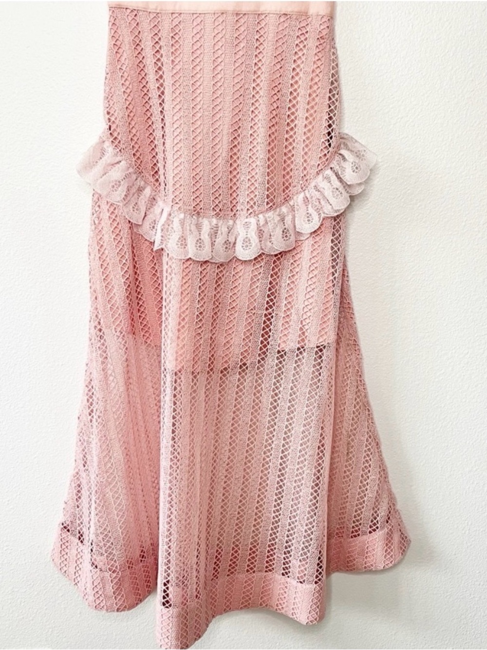 KEEPSAKE Portrait Lace Midi Lace Party Dress Blush Pink Romantic Size XXS NEW - Picture 8 of 8